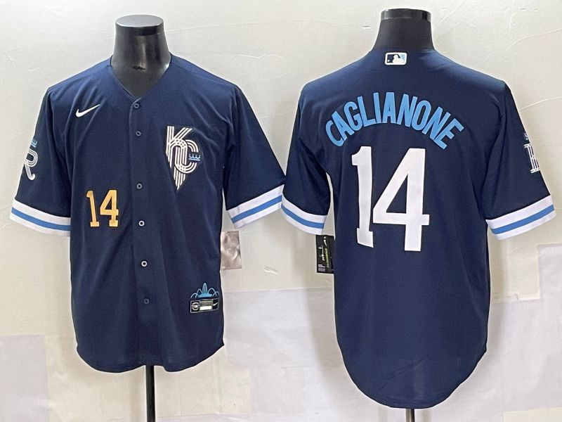Men 2025 Kansas City Royals #14 Caglianone Blue City Edition Nike MLB Jersey style 3